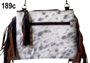 Real Cowhide Cross body Purse Handbag & Hand Clutch Cow Hide Leather Purse Bag