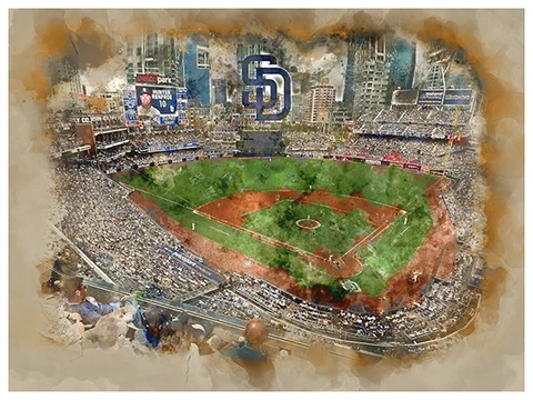 San Diego Padres Poster Watercolor Art Print Man Cave Decor 12x16" Cover