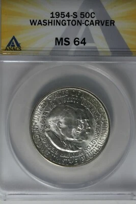 1954-S .50  ANACS  MS 64  WASHINGTON-CARVER   Classic Commemorative Coins  - Image 1 of 2