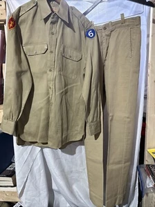 VTG 1940s WW2 US Army Khaki Uniform Shirt & Pants 25th ID Tropic Thunder - Picture 1 of 10