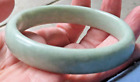 Carved Bangle Bracelet Green Tones Jade? Stone COLD 2 Touch 1/2" W  50.5 G