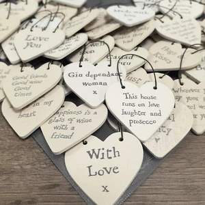 MINI WOOD HEART GIFT TAG Tiny Keepsake Signs Friend Family Sympathy Birthday 3cm - Picture 1 of 68