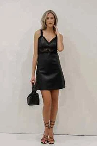Abito donna Lauren Nicole nuovo con etichetta nero 10-12 L comando camera mini gotico babydoll - Foto 1 di 15