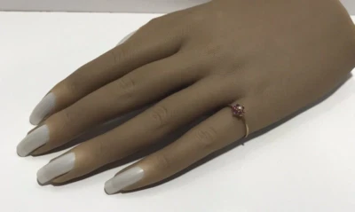 GTR VINTAGE 10K YELLOW GOLD GENUINE ROUND DIAMOND & RUBY FLOWER RING SIZE 5.5 - Image 1 of 4