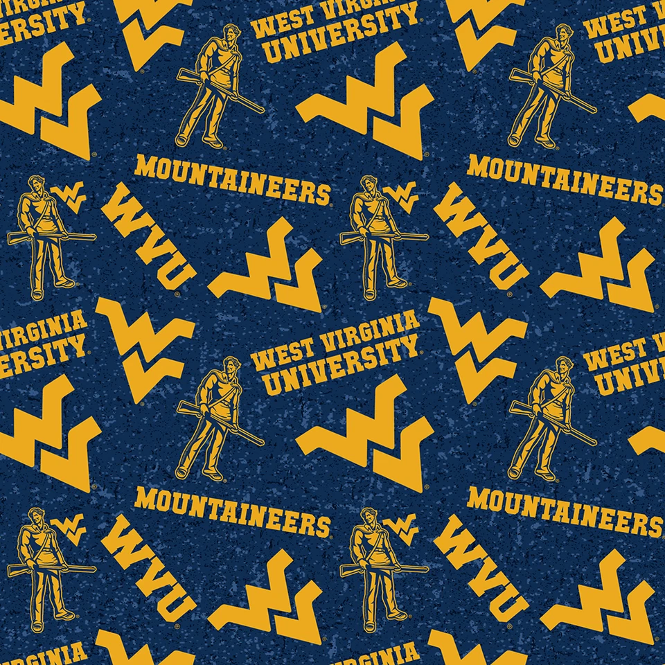 West Virginia Mountaineers WVU Cotton Fabric Tone on Tone Print-By the Yard - Image 1 of 1