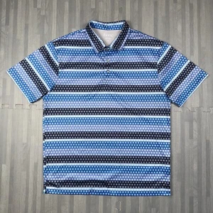 Etonic Mens Polo Shirt Golf Performance Short Sleeve Blue Geometric Size Medium - Picture 1 of 6