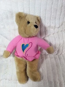 VTG 10" HALLMARK TAN TEDDY BEAR PINK HEART SHIRT VALENTINE PLUSH STUFFED ANIMAL - Picture 1 of 8