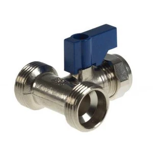 Valvola doppia per elettrodomestico lavatrice compressione a T 15 mm x 3/4 x 3/4 - Foto 1 di 1
