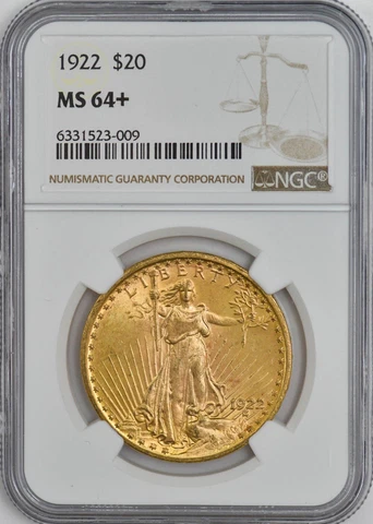 1922 $20 Saint Gaudens MS64+ NGC 946305-60 Cover