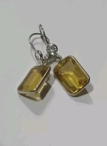 Yellow Brazilian Citrine Rhodium Over Sterling Silver Dangle Earrings 15.00ctw - Picture 1 of 8