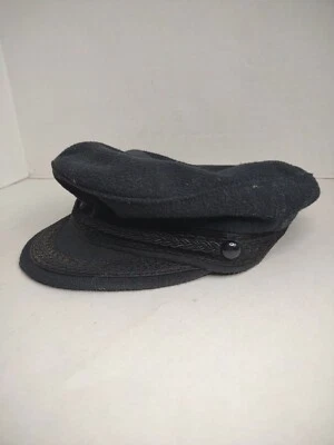 Vtg United Hatters Cap & Millinery Wool Cabbie Paddy Newsboy Hat Large 17 Black - Image 1 of 4