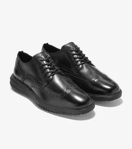 Cole Haan Grand+ C36938 Oxford Men 10.5 Black Leather Wingtip Dress Shoe ZPO2701 - Picture 1 of 12