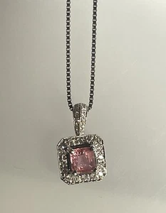 natural pink tourmaline pendant gold White Gold Diamonds - Picture 1 of 4