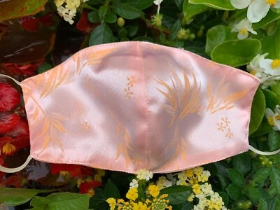 Mascarilla facial de seda melocotón, 100%, mascarilla para mujer, reutilizable, lavable, artística, EE. UU. Foto 1 de 4