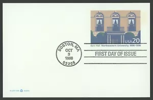 1998 US Scott #UX298 20c Northeastern University Postal Card, FDC - Picture 1 of 1