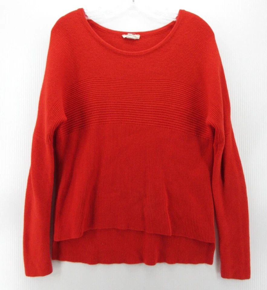 Suéter Helmut Lang Mujer Pequeño Rojo Mezcla Lana Pullover Informal Acanalado Alto Bajo Foto 1 de 4
