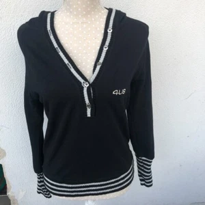 Felpa Con Cappuccio Cesare Paciotti 4us Donna Nera Rifiniture Argento Tg.42 Nero - Foto 1 di 4
