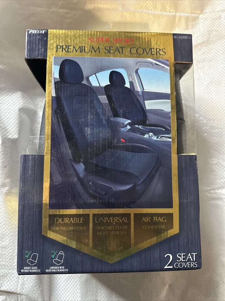 Par de fundas de asiento de cuero sintético negro Pilot Automotive SC-436EE-2 (NUEVO) Foto 1 de 2