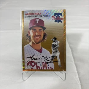 2023 Topps Chrome Platinum Anniversary Aaron Nola Gold Toile Refractor /50 SP - Picture 1 of 7