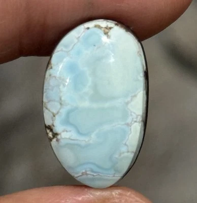 9.85ct 20.6x13x5mm Fine Powder Blue Gobi Turquoise Backed Cabochon Loose Gem - Image 1 of 4