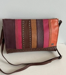 The SAK Iris Multi Colored Leather Demi Clutch Crossbody Shoulder Bag Purse - Picture 1 of 6