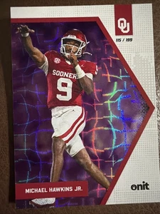 MICHAEL HAWKINS JR. 2025 ONIT Oklahoma Sooners Fútbol HOLO PÚRPURA # 115/199 - Imagen 1 de 2