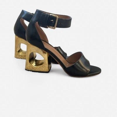 Marni Black and Gold Block Heels Shoe Size 39 Made In Italy - Image 1 of 4
