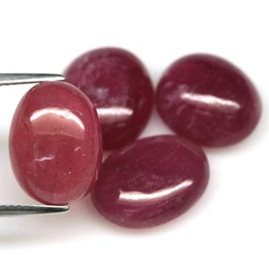 38.44 CT. 4Pcs Heated Red Ruby Madagascar Oval Cabochon - Picture 1 of 4