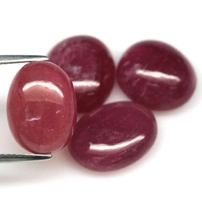 38.44 CT. 4Pcs Heated Red Ruby Madagascar Oval Cabochon - Image 1 of 4