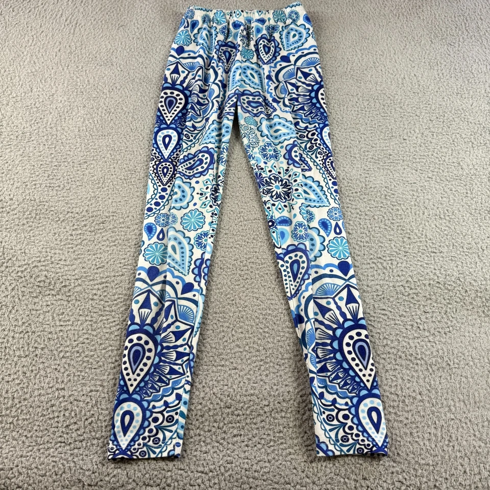 KYKU Azul Blanco Mujer M Paisley Floral Mandala Elastizado Tirar en el Tobillo Leggings Foto 1 de 4
