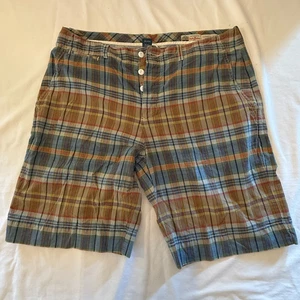 Polo Ralph Lauren Shorts Men 35 Indian Madras Plaid Button Fly Bleeker Fit Chino - Picture 1 of 11