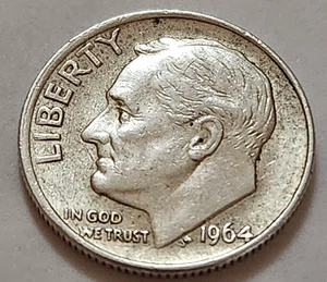 AU 1964 Roosevelt Dime 90% Silver (RD36) - Imagen 1 de 4