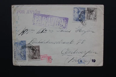 1942 SCW GUERRA CIVIL ESPAÑOLA CENSURADO CORREO AÉREO CUBIERTA DE VALENCIA A BELGIA Foto 1 de 2