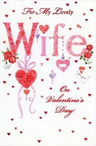Romantic VALENTINE'S DAY Card FOR WIFE, Lovely Lucky by PS Greetings + Envelope - Picture 1 of 5