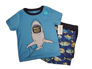 Carter's Boys 3pc Pajamas 4 & 5 SHARK Midnight Snacker Shorts Glow in Dark - Picture 1 of 9
