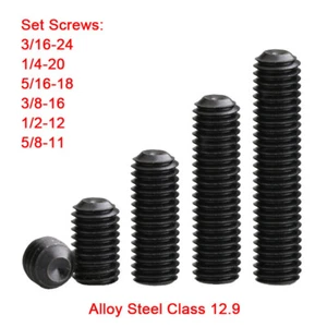 3/8" 3/16 1/4 5/16 2.9 Class Alloy Cup Point Allen Socket Set Screw Black Oxide - Picture 1 of 5