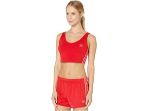 adidas Original Crop Tank Top Activewear Sport Bra Scarlet Red 95% Cotton Size L - Picture 1 of 5