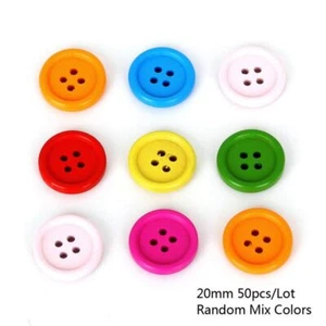 4 Holes Wooden Buttons Round Flatback Scrapbook Decor DIY Sewing Craft Materials - Picture 1 of 17