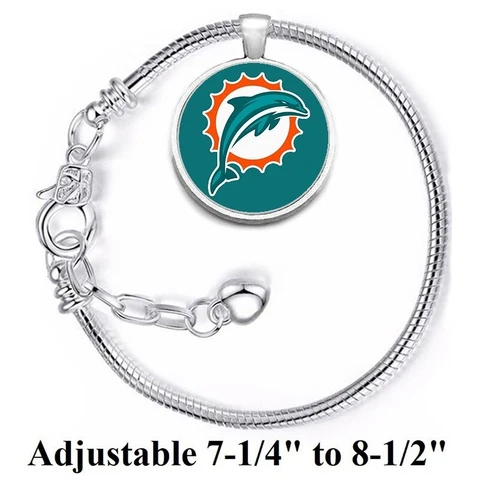 Special Miami Dolphins Silver Women's Link Bracelet w Gift Pkg D10 Cover