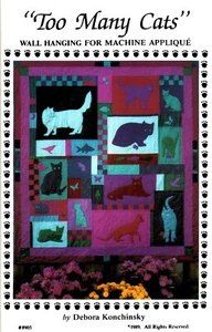 Patrón de edredón de pared con apliques de máquina de demasiados gatos de Critter Pattern funciona 8905 - Imagen 1 de 2