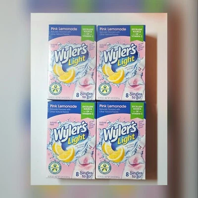 4PK Wyler's Light Pink Lemonade Singles To Go Drink Mix SAME-DAY SHIP - Image 1 of 4