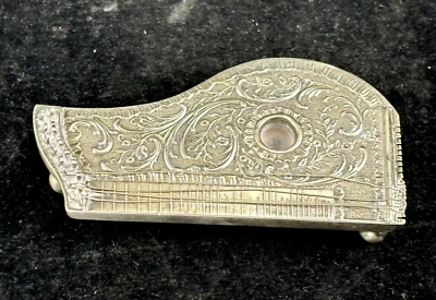 Antiguo instrumento musical miniatura de plata esterlina cítara Hanau Alemania Foto 1 de 4