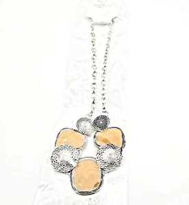 Unbranded silver tone necklace with lucite yellow stones - Picture 1 of 3