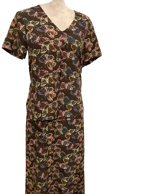 Maxi Vestido Christopher & Banks, Talla 10, Mangas Cortas, Cuello en V, Cremallera, Atar Espalda Foto 1 de 4