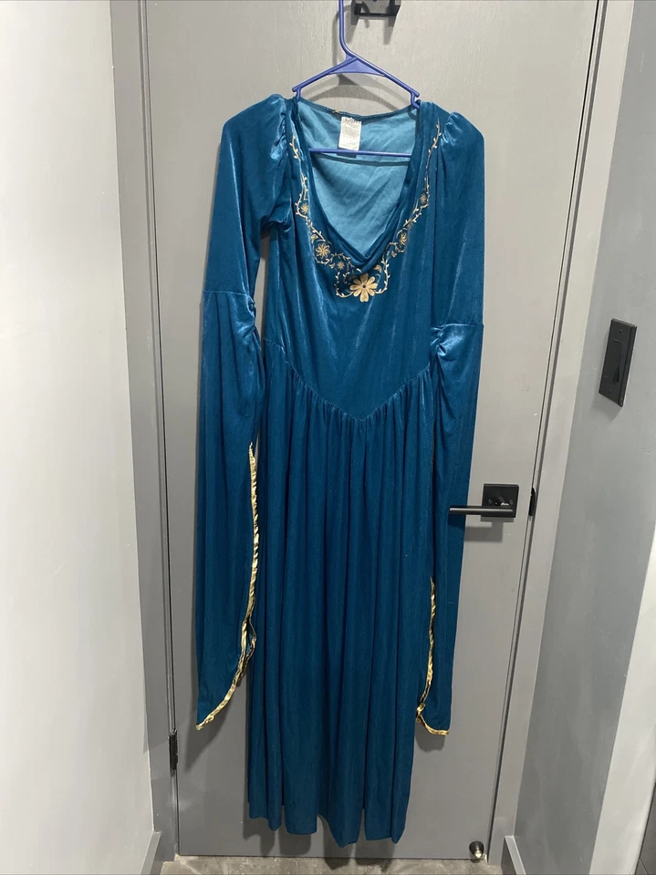 Disfraz Renacimiento Dama Ginebra Talla Pequeña Adulto (Verde azulado) Foto 1 de 4