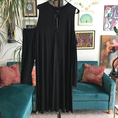 Vestido midi de jersey elástico negro talla 24 talla 24 de ASOS cuello corte hombro frío nuevo con etiquetas Foto 1 de 4
