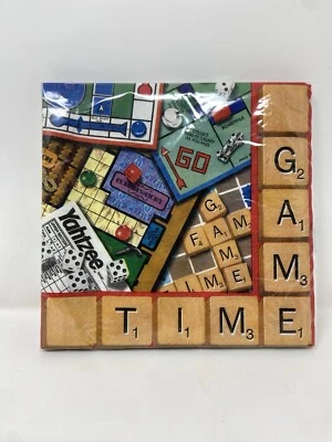 Vintage Hasbro Game Time Napkins Monopoly Clue Sorry Yahtzee Scrabble Game Night - Image 1 of 4