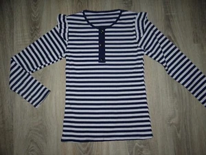 New Girls stirped tops/ longsleeved top gold buttons ruffle sleeve size 12-13-14 - Picture 1 of 11