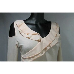 Cut-Out Long Sleeve Ruffled V-Neck Knit Top - Picture 1 of 12