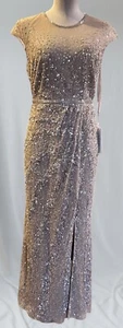 Mac Duggal Womens Nude Embellished Size 6 High Neck Evening Dress Gown #5619 - Picture 1 of 8